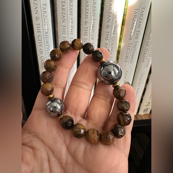 TERAHERTZ + TIGERS NATURAL STONES  BRACELET size 7” - Picture 9 of 11